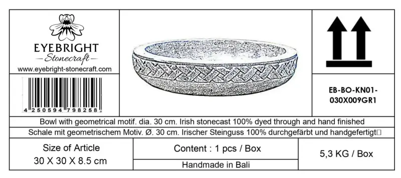 Product image 8 of the product “Semarang - Bowl with geometrical motif, Ø 30 cm | cast stone ”